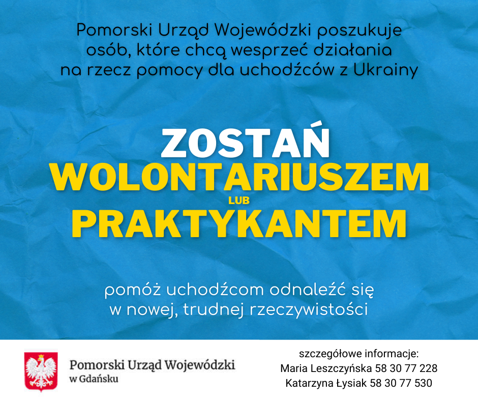 Zostań wolontariuszm/praktykantem i wesprzyj uchodźców z Ukrainy