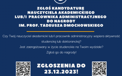 Pozostały 2 dni do zgłoszenia kandydatur do nagrody im. Prof. Tadeusza Dmochowskiego!